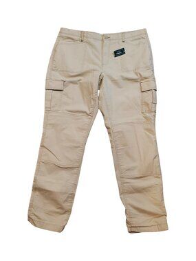 NEW L.L. BEAN Women's Stretch Canvas Lined Cargo Pants SZ 18 M/T Tan (Boulder)